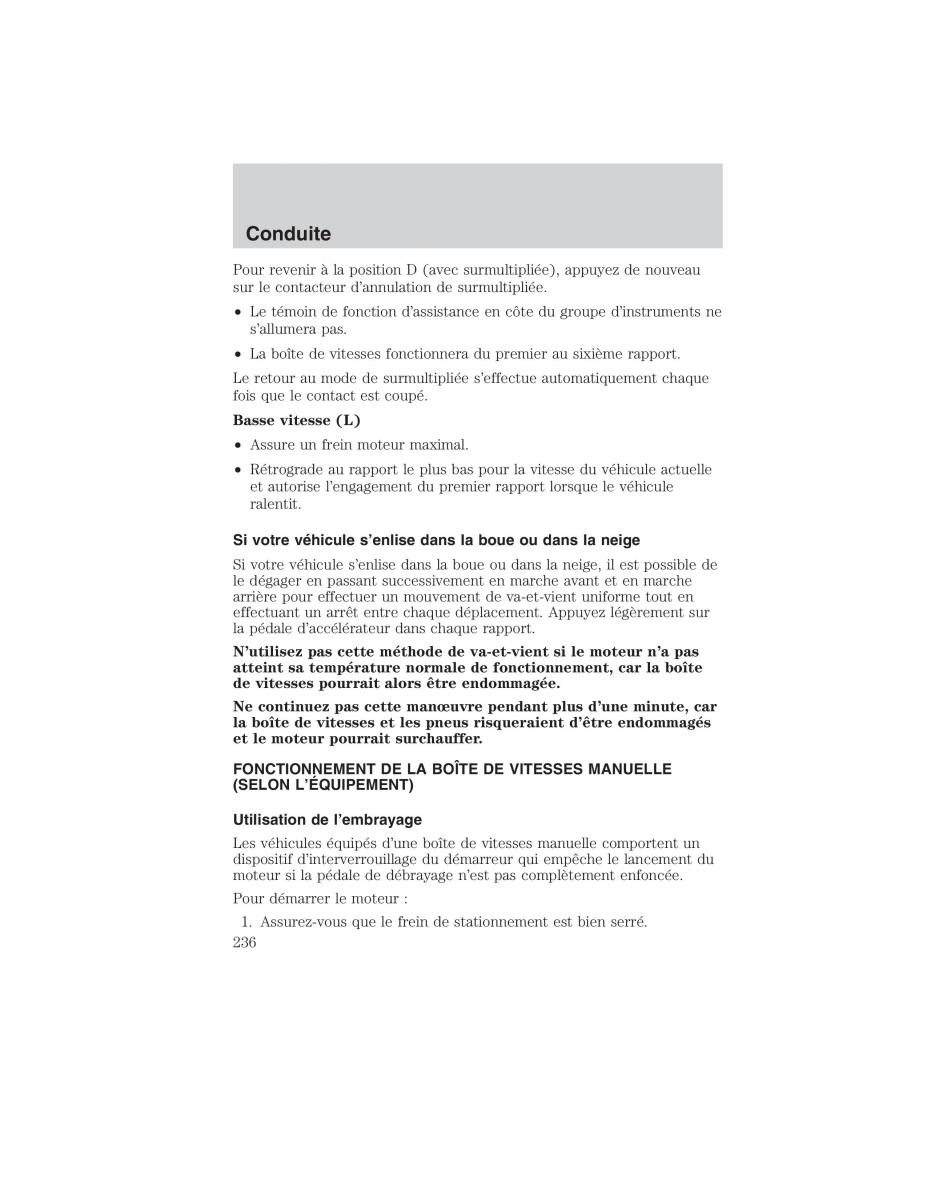 Mazda Tribute manuel du proprietaire / page 236