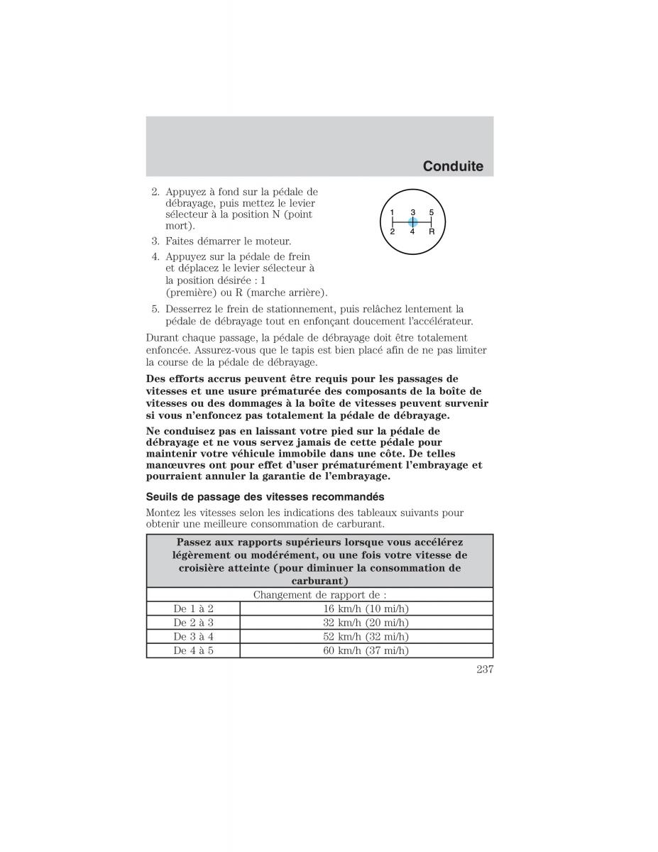 Mazda Tribute manuel du proprietaire / page 237