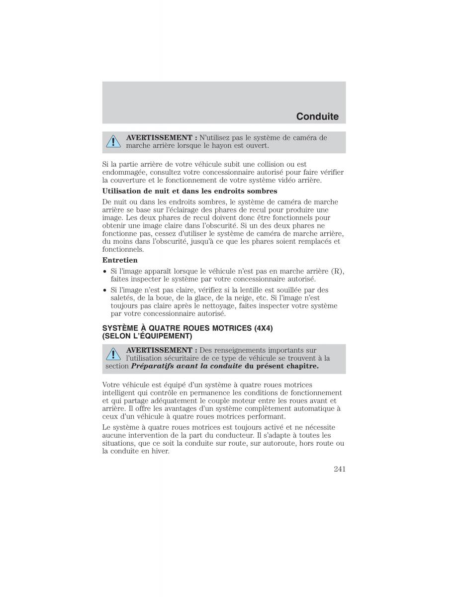 Mazda Tribute manuel du proprietaire / page 241