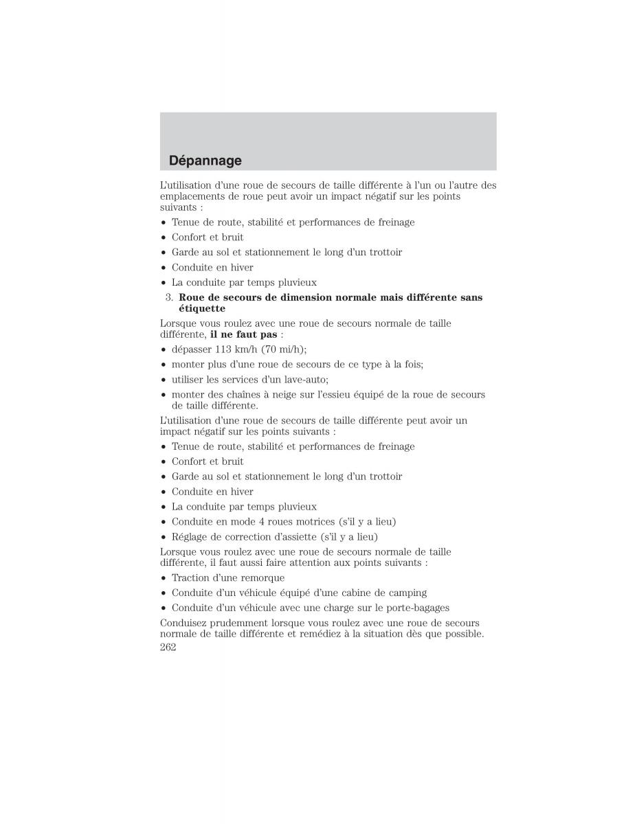 Mazda Tribute manuel du proprietaire / page 262