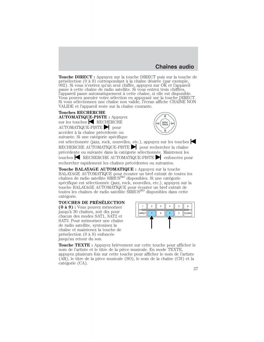 Mazda Tribute manuel du proprietaire / page 27