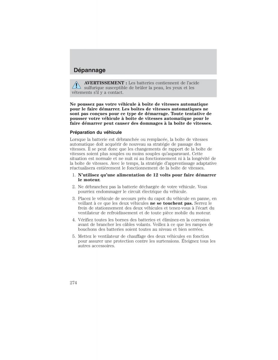 Mazda Tribute manuel du proprietaire / page 274