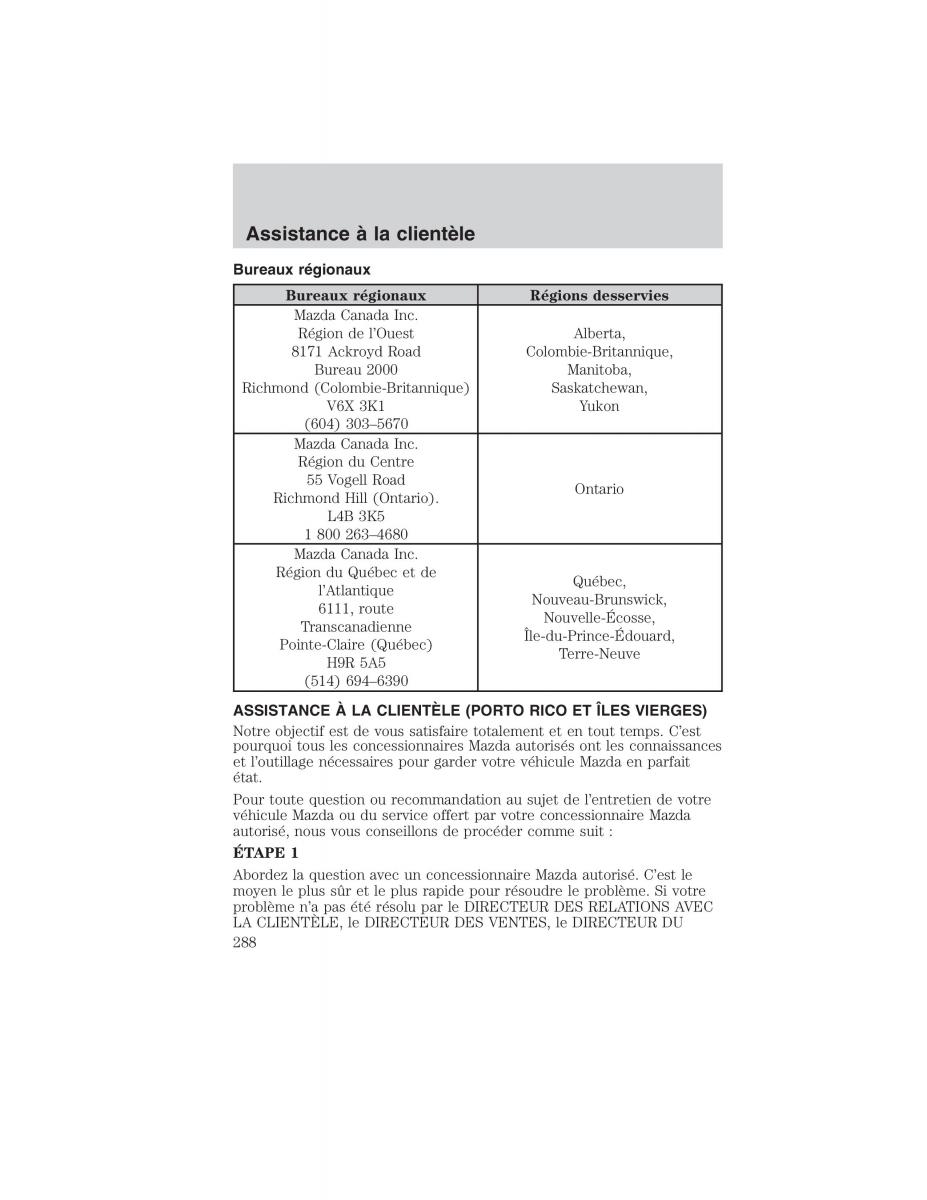 Mazda Tribute manuel du proprietaire / page 288