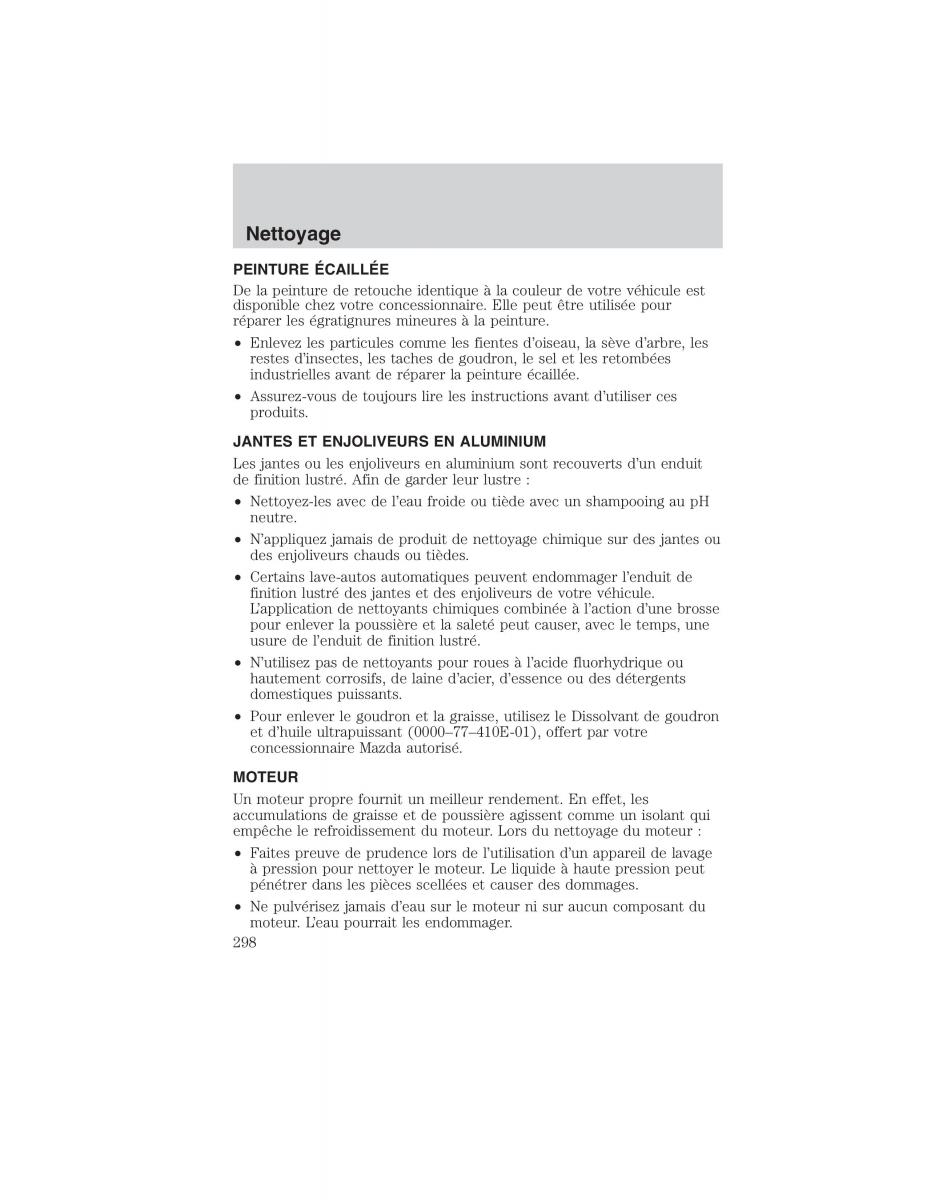 Mazda Tribute manuel du proprietaire / page 298