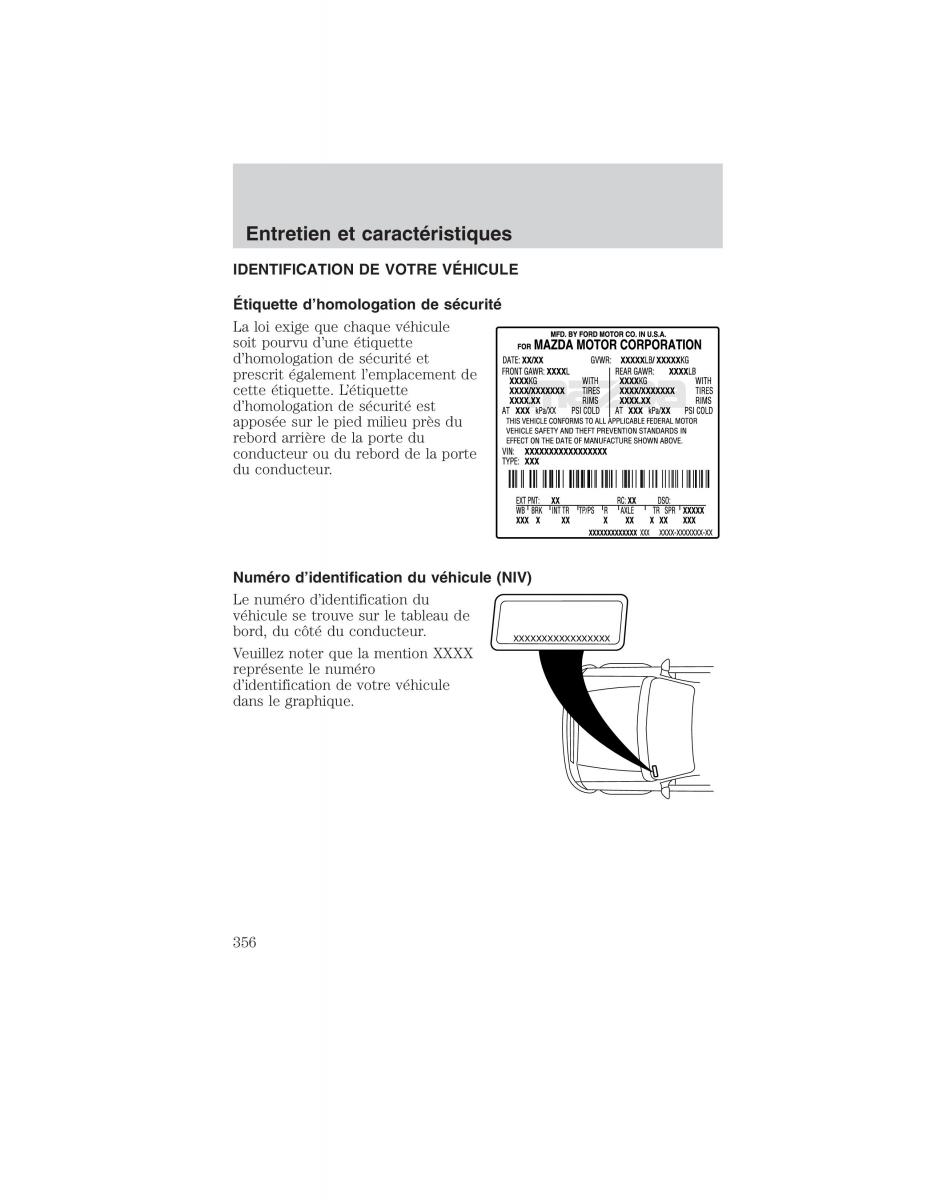 Mazda Tribute manuel du proprietaire / page 356