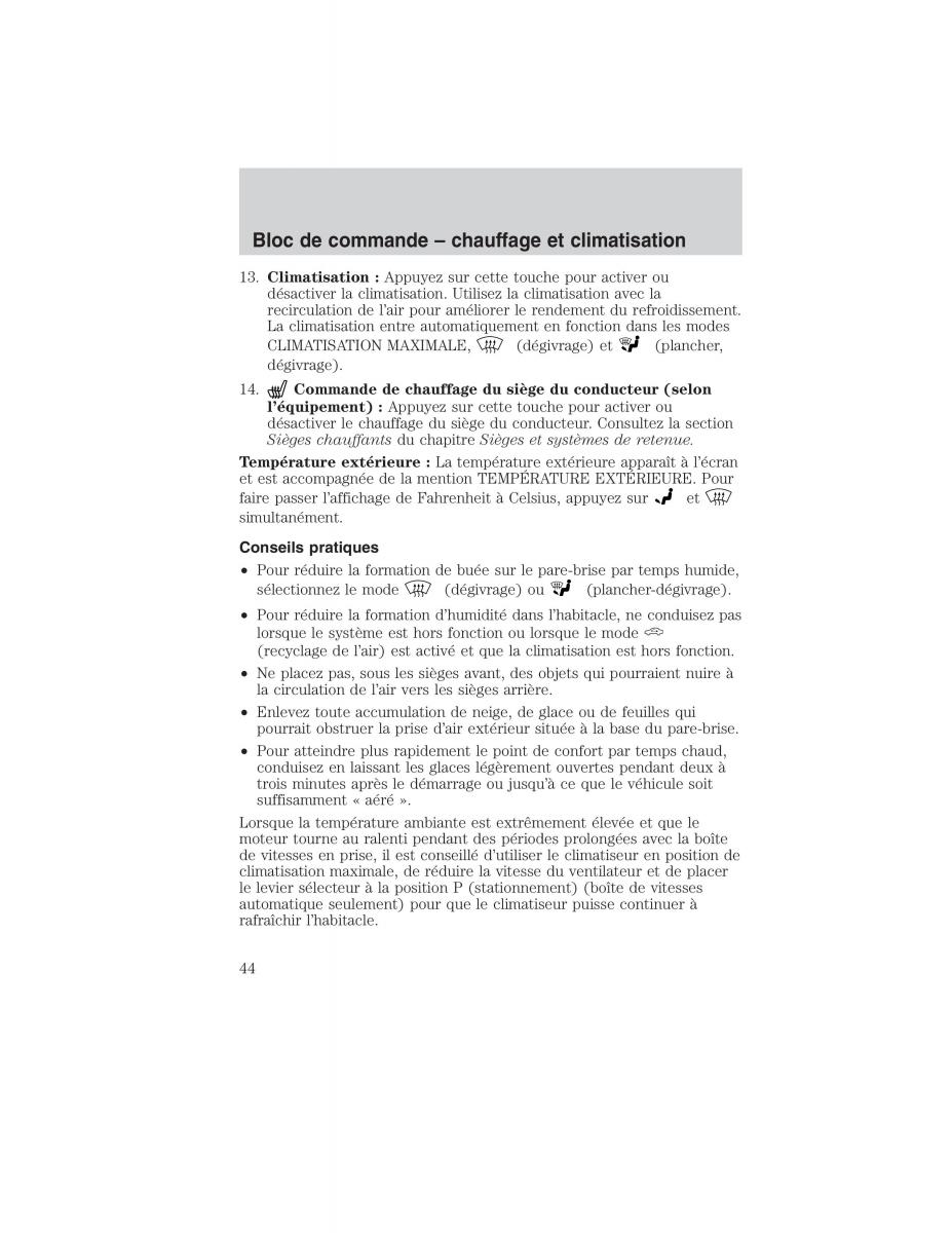 Mazda Tribute manuel du proprietaire / page 44