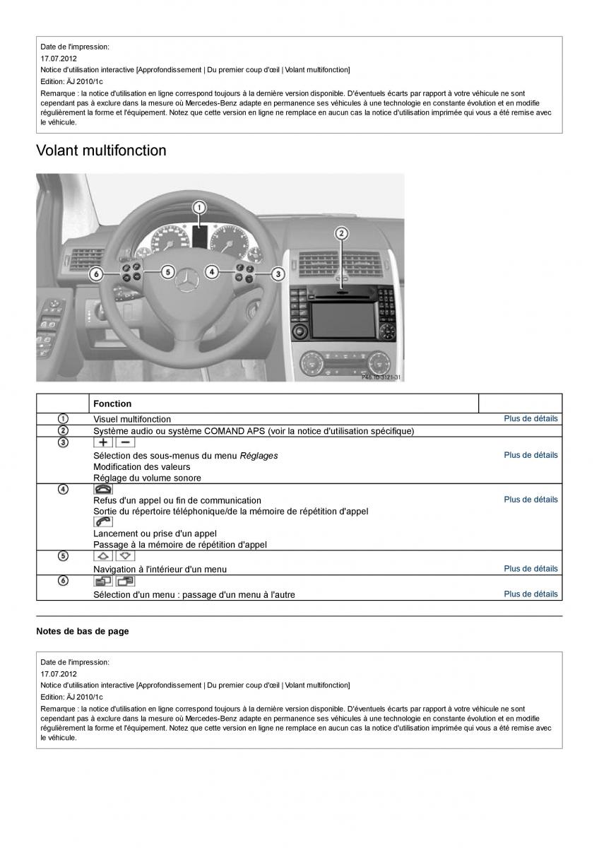 Mercedes Benz A class II W169 manuel du proprietaire / page 13