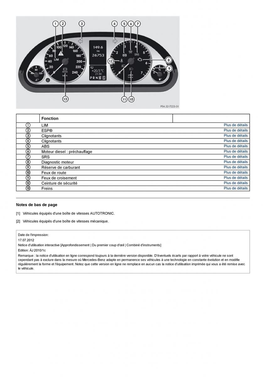 Mercedes Benz A class II W169 manuel du proprietaire / page 19