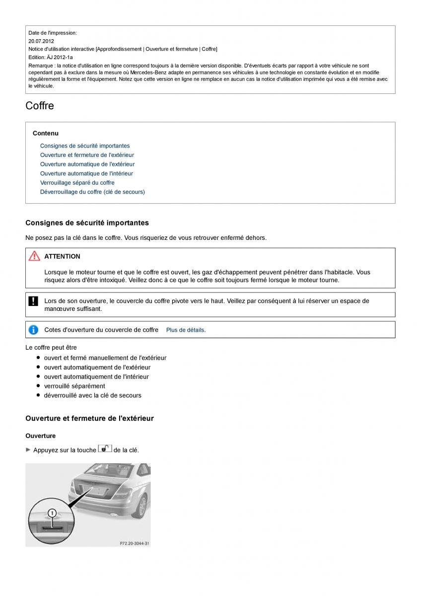 Mercedes Benz C class W204 coupe manuel du proprietaire / page 66