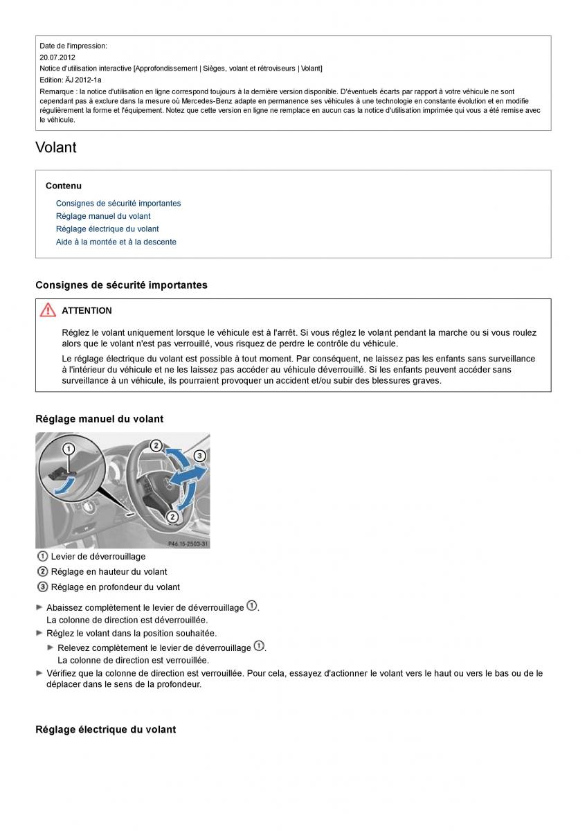 Mercedes Benz C class W204 coupe manuel du proprietaire / page 86