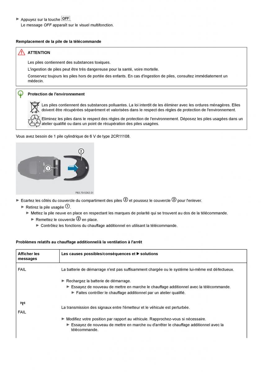 Mercedes Benz C class W204 coupe manuel du proprietaire / page 123