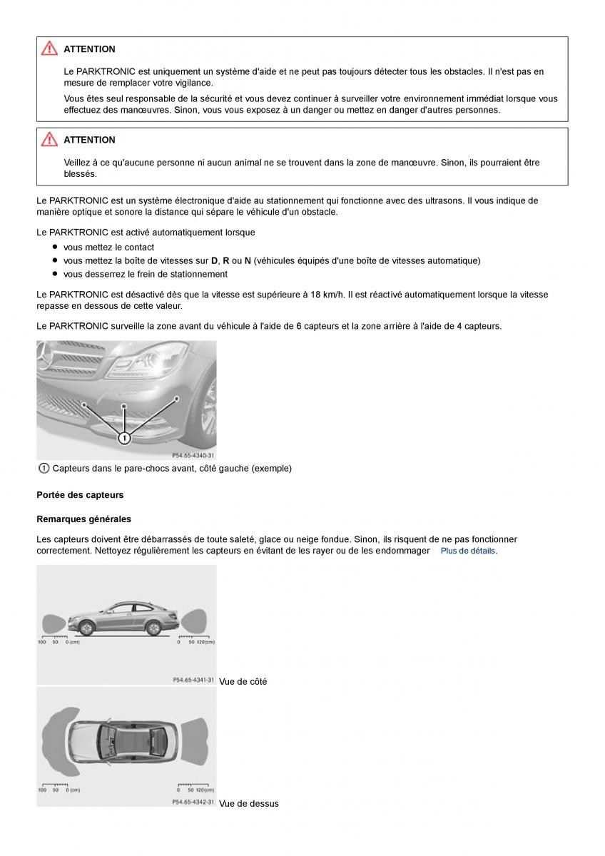 Mercedes Benz C class W204 coupe manuel du proprietaire / page 179