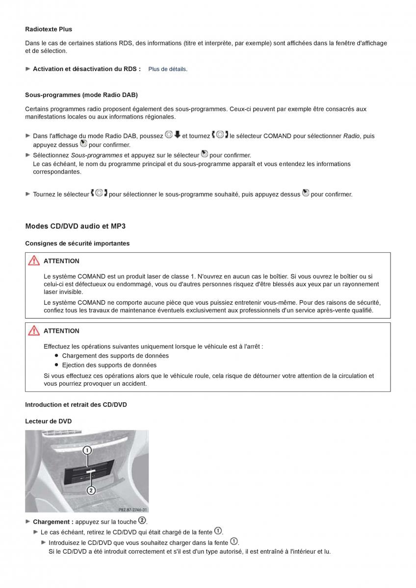 Mercedes Benz CL class C216 manuel du proprietaire / page 207