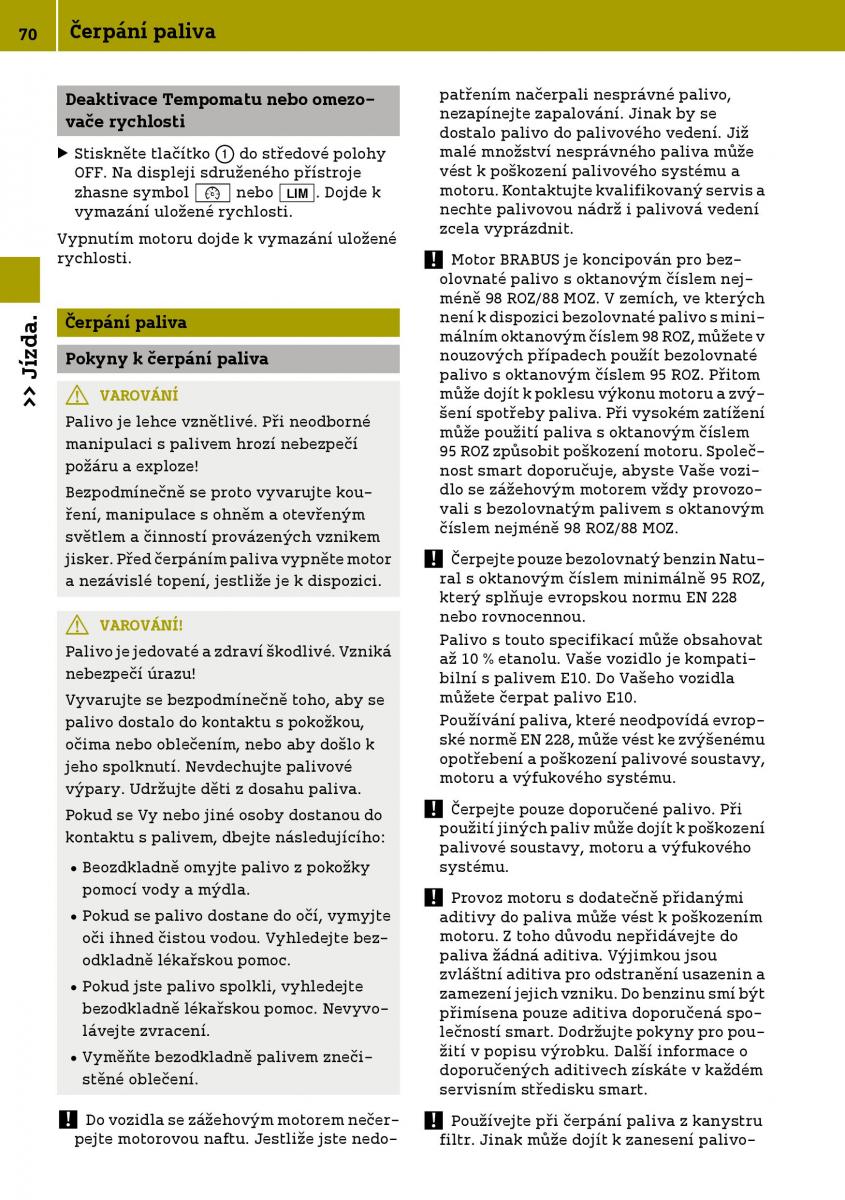 Smart Fortwo III 3 navod k obsludze / page 72