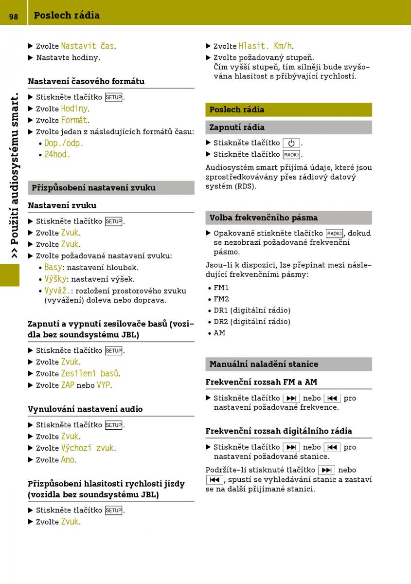 Smart Fortwo III 3 navod k obsludze / page 100