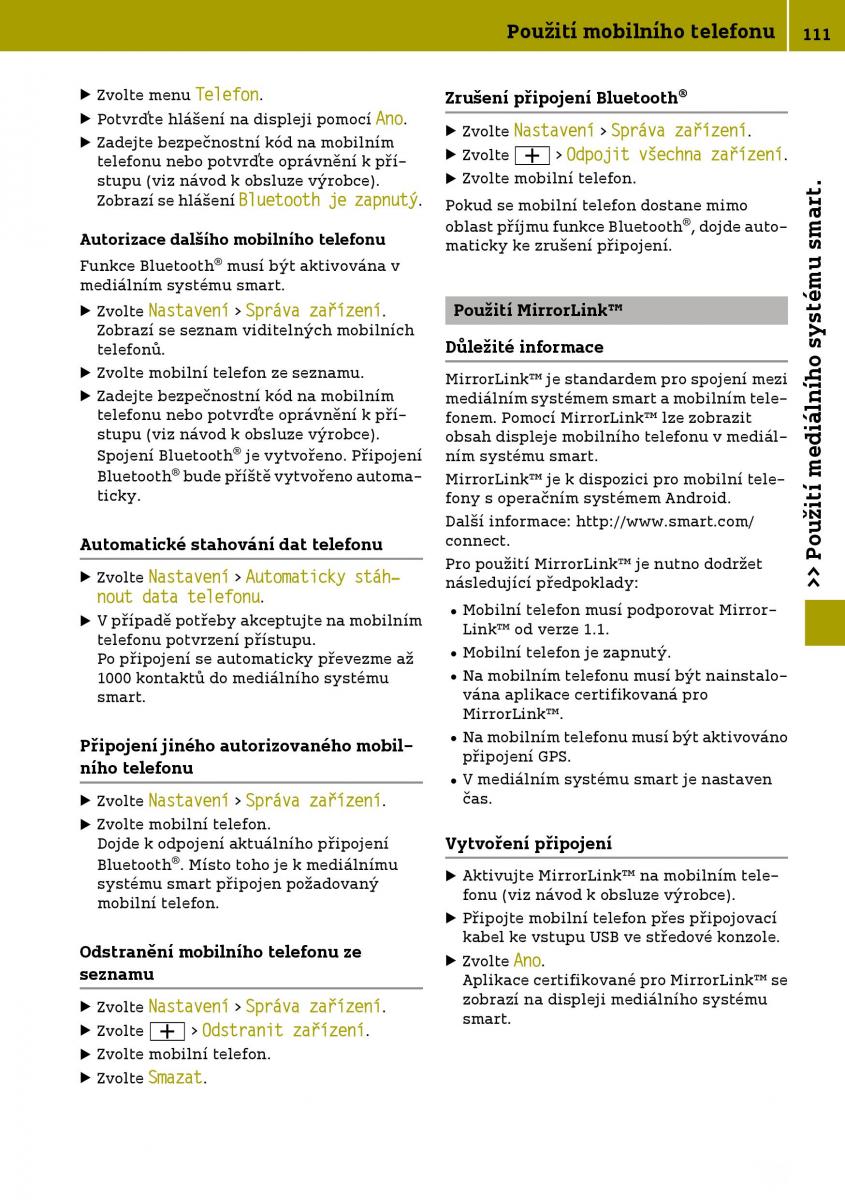 Smart Fortwo III 3 navod k obsludze / page 113