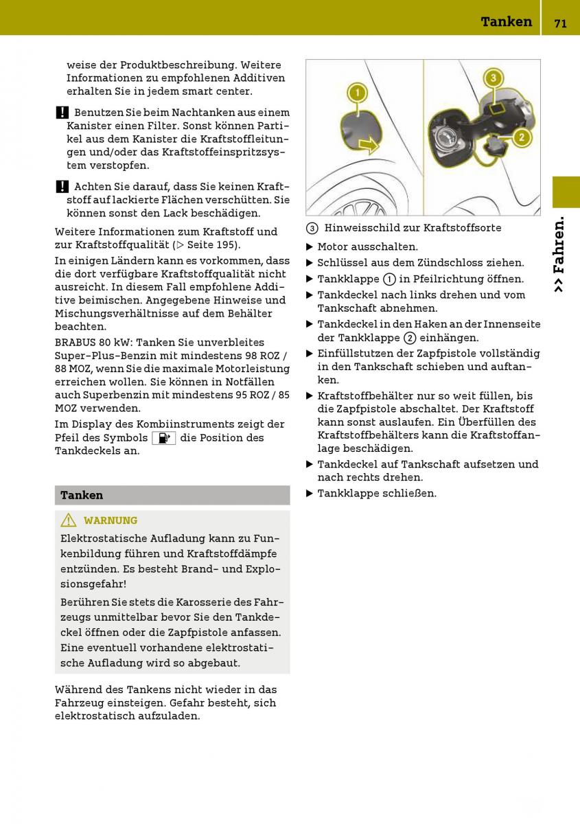 Smart Fortwo III 3 Handbuch / page 73