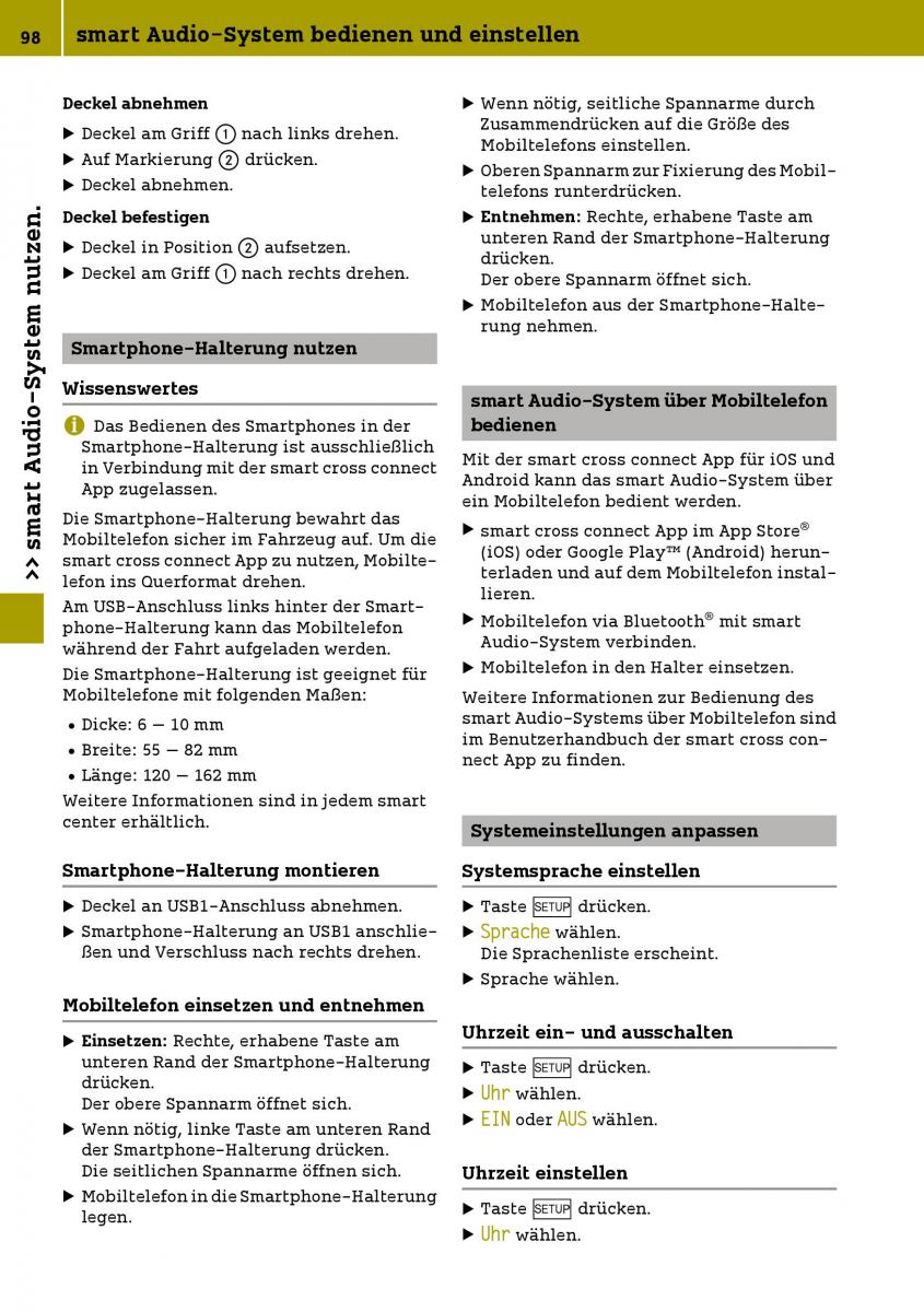 Smart Fortwo III 3 Handbuch / page 100