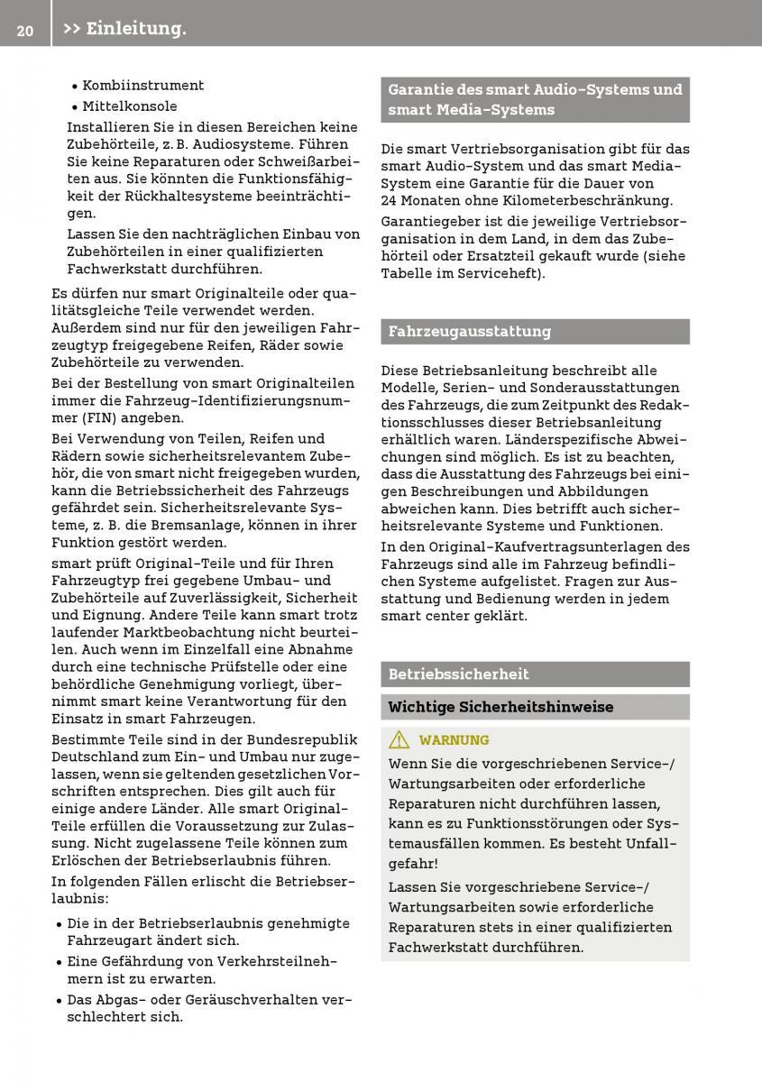 Smart Fortwo III 3 Handbuch / page 22