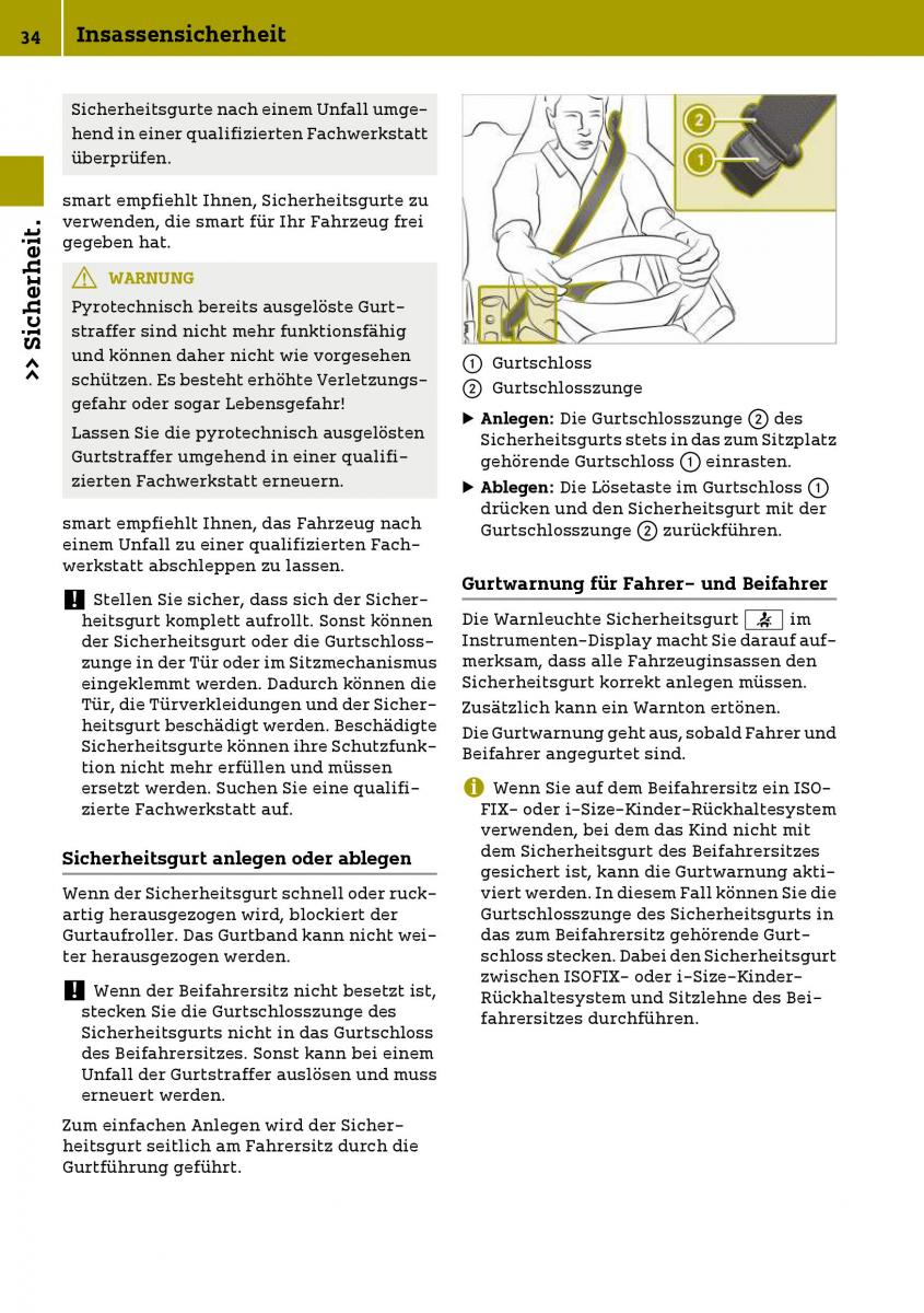 Smart Fortwo III 3 Handbuch / page 36