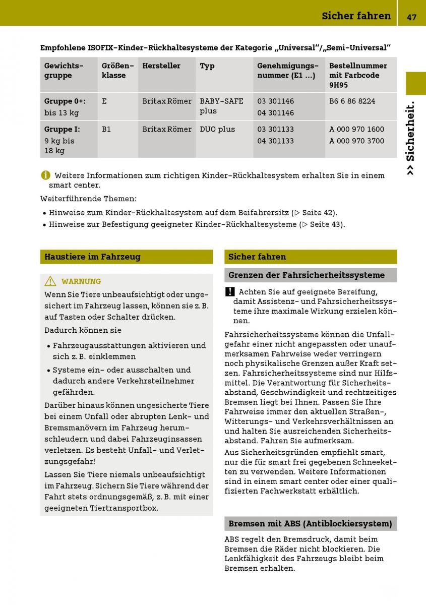 Smart Fortwo III 3 Handbuch / page 49