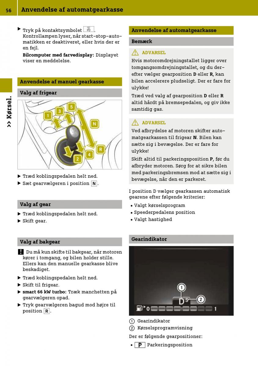 Smart Fortwo III 3 Bilens instruktionsbog / page 58