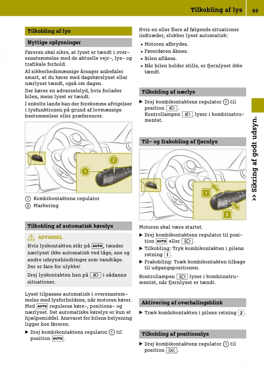 Smart Fortwo III 3 Bilens instruktionsbog / page 71