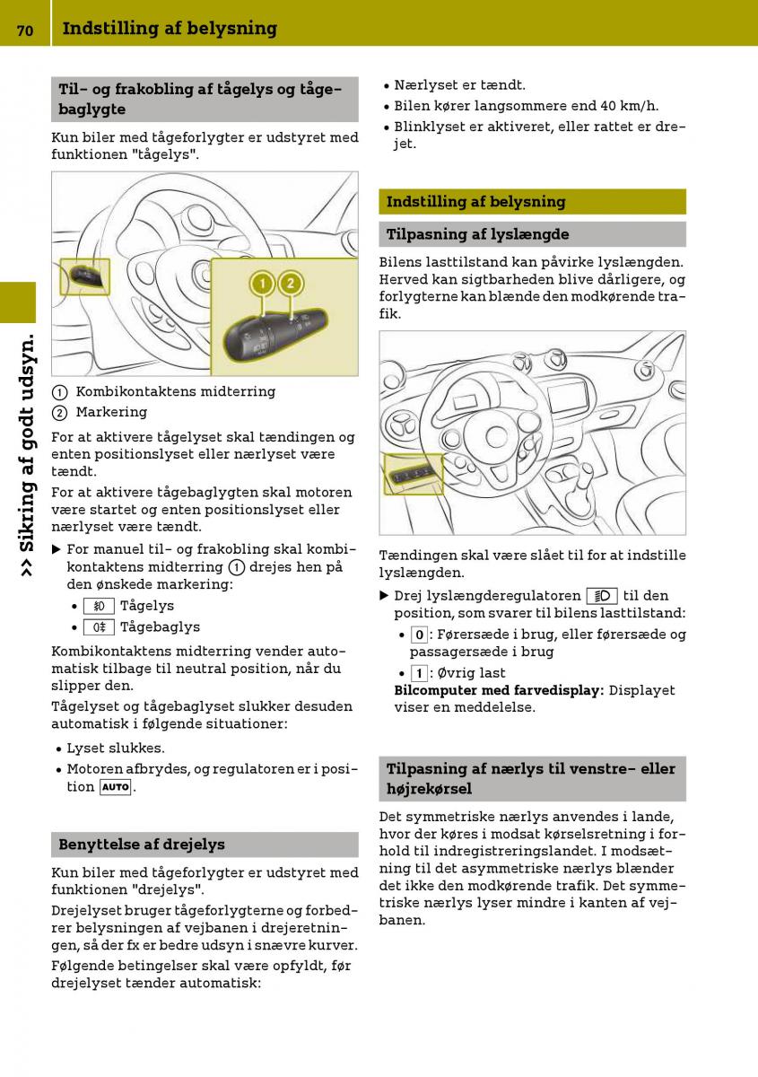 Smart Fortwo III 3 Bilens instruktionsbog / page 72