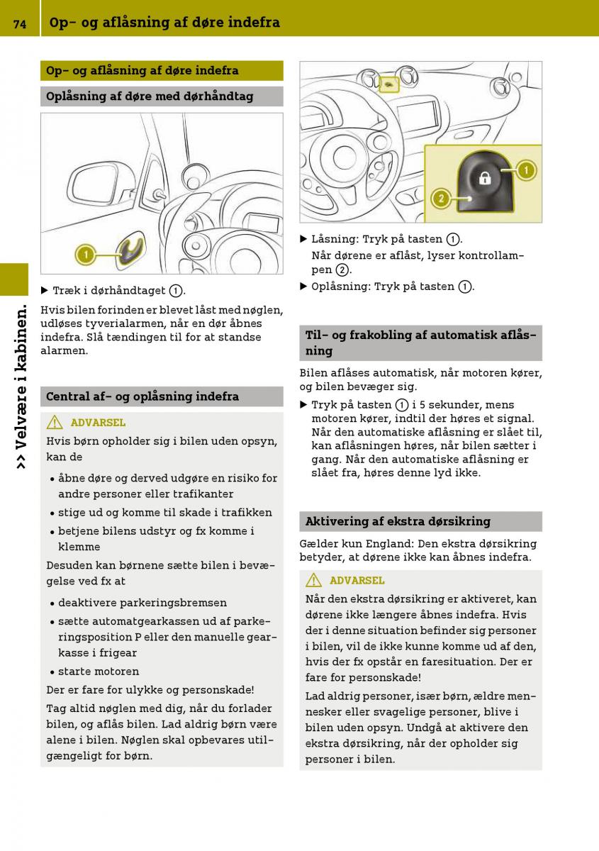 Smart Fortwo III 3 Bilens instruktionsbog / page 76