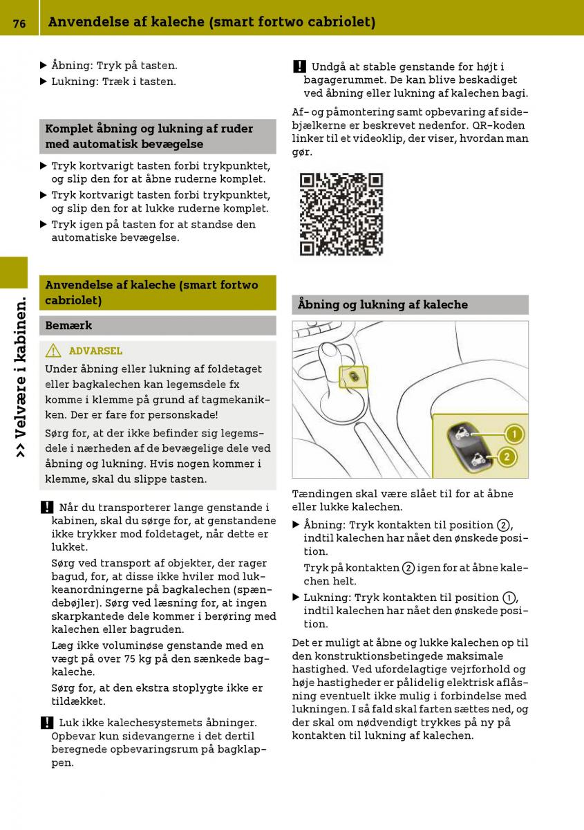 Smart Fortwo III 3 Bilens instruktionsbog / page 78