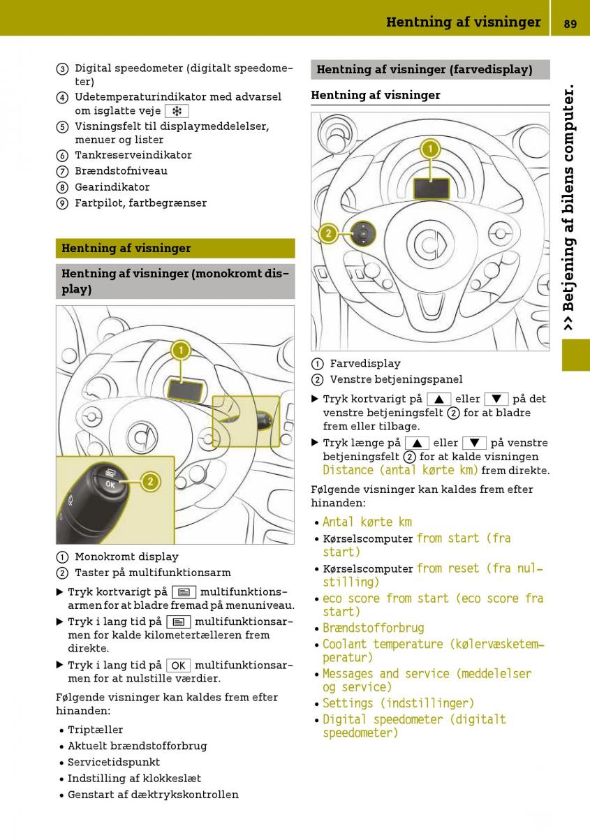 Smart Fortwo III 3 Bilens instruktionsbog / page 91