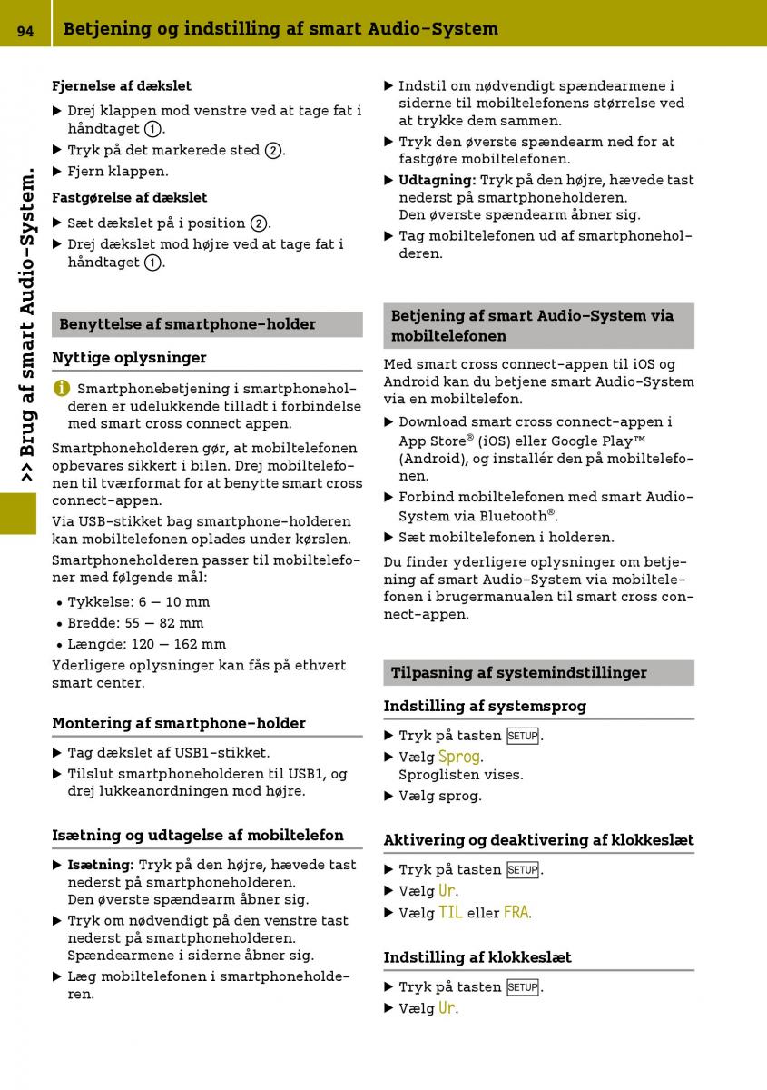 Smart Fortwo III 3 Bilens instruktionsbog / page 96