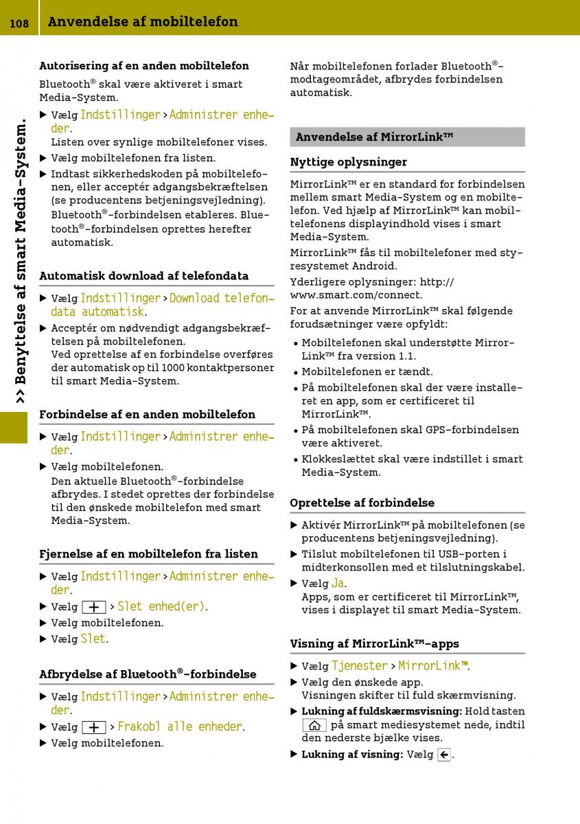 Smart Fortwo III 3 Bilens instruktionsbog / page 110