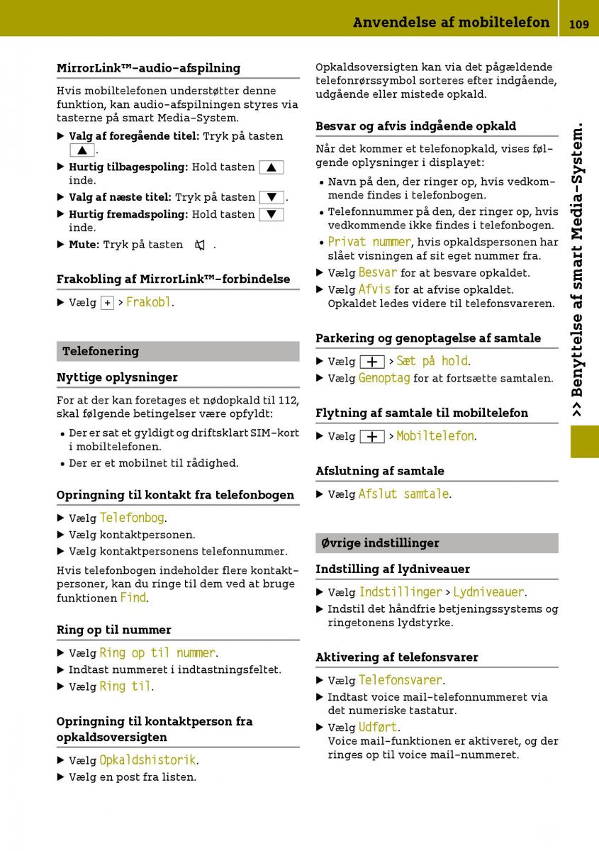 Smart Fortwo III 3 Bilens instruktionsbog / page 111