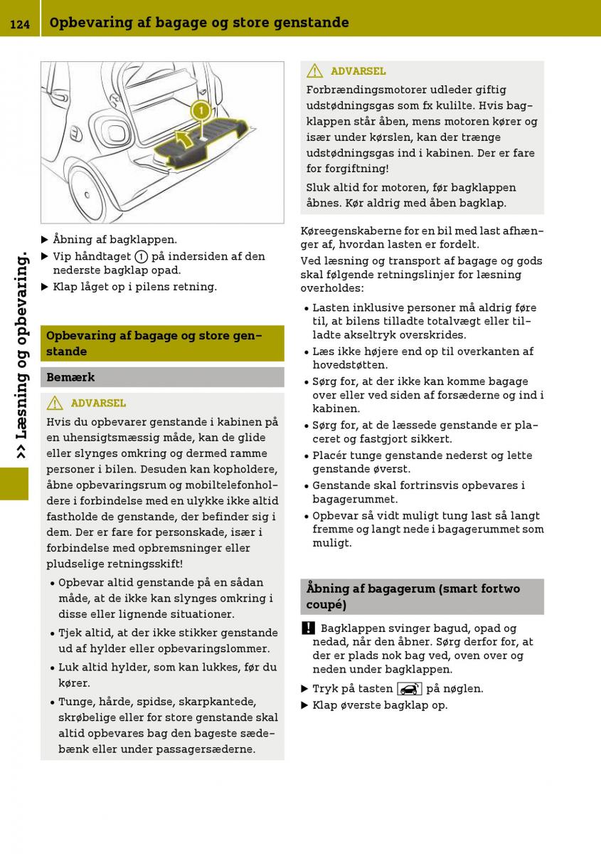 Smart Fortwo III 3 Bilens instruktionsbog / page 126