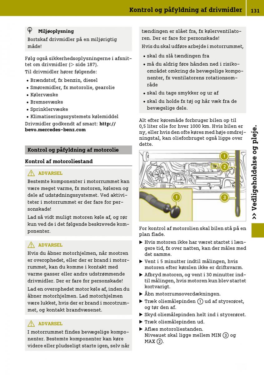 Smart Fortwo III 3 Bilens instruktionsbog / page 133