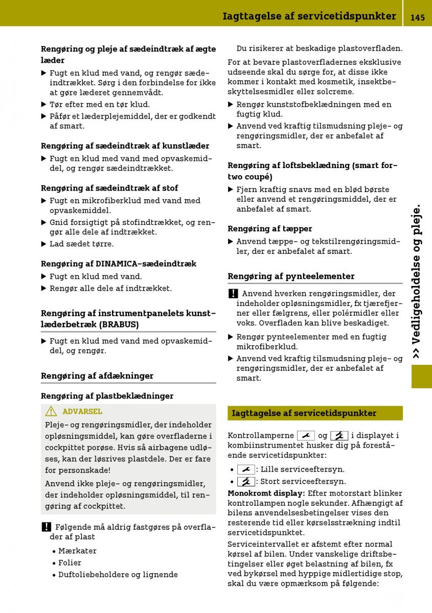 Smart Fortwo III 3 Bilens instruktionsbog / page 147