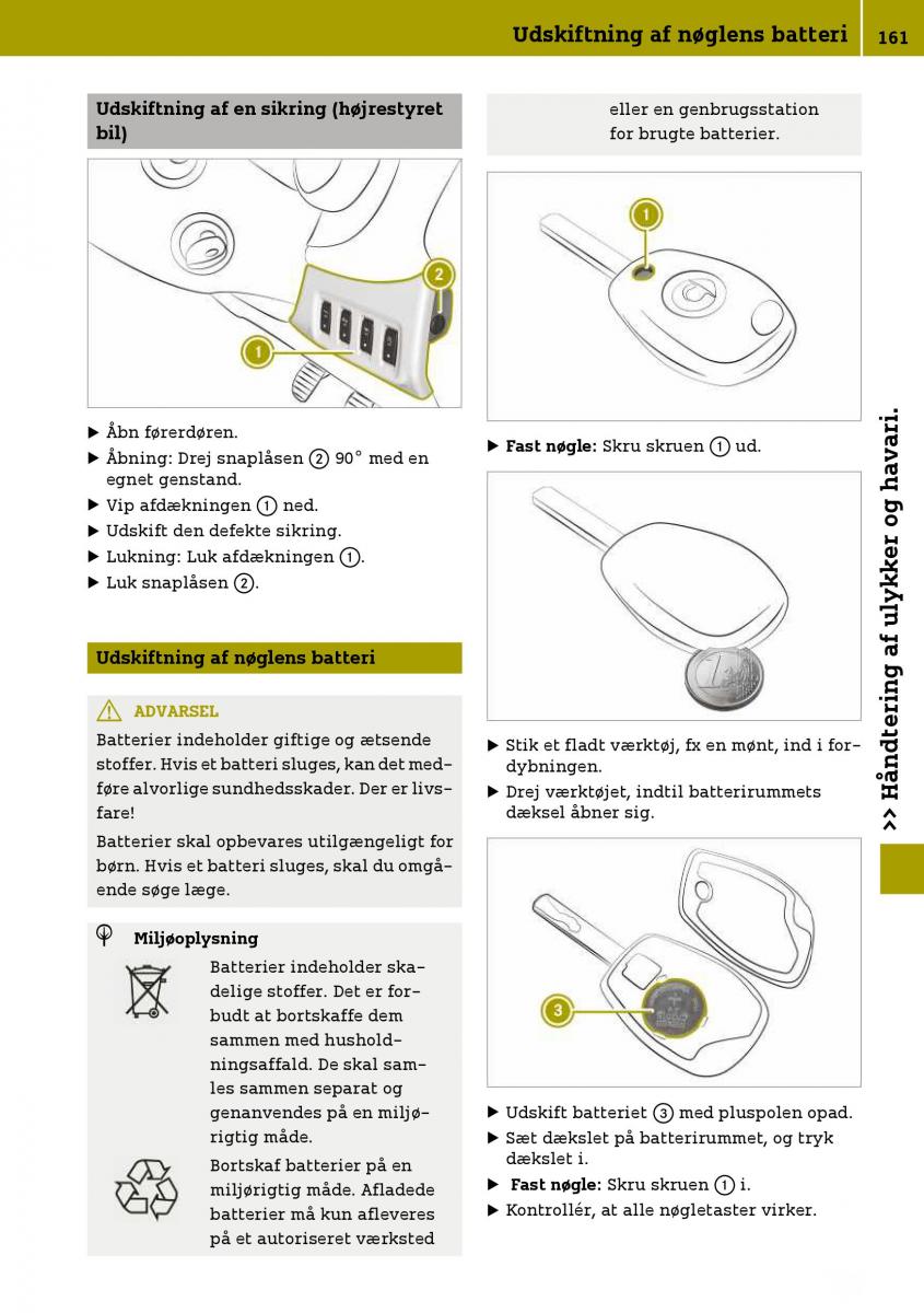 Smart Fortwo III 3 Bilens instruktionsbog / page 163