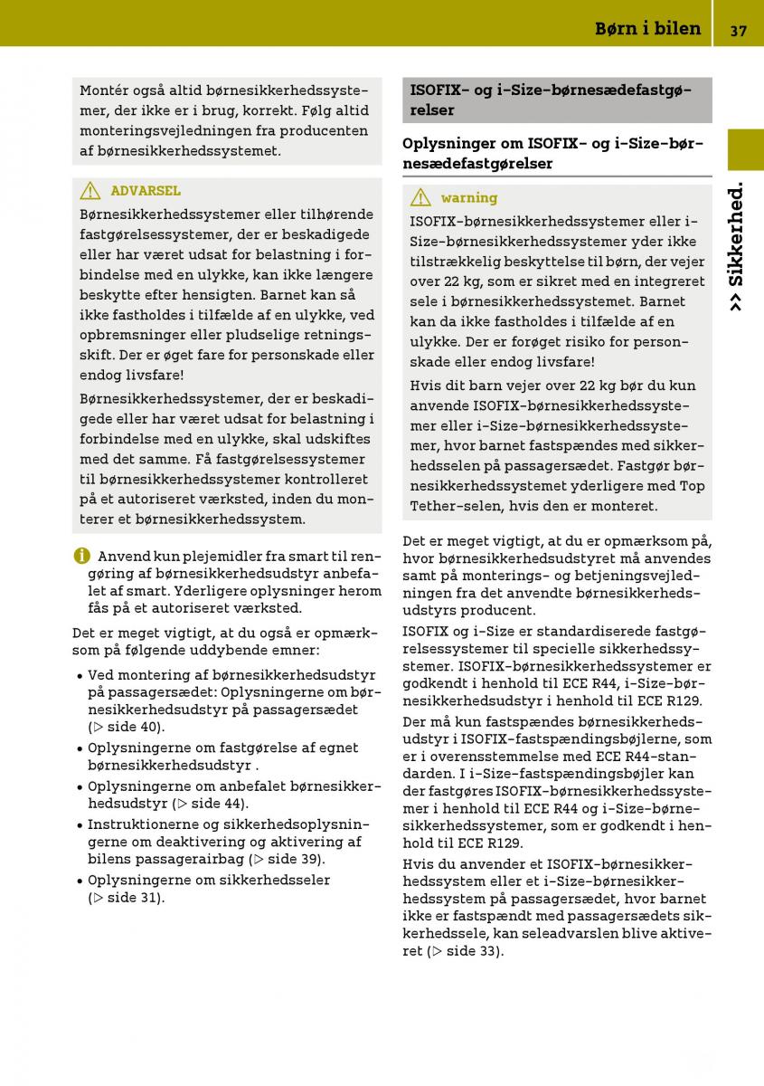 Smart Fortwo III 3 Bilens instruktionsbog / page 39