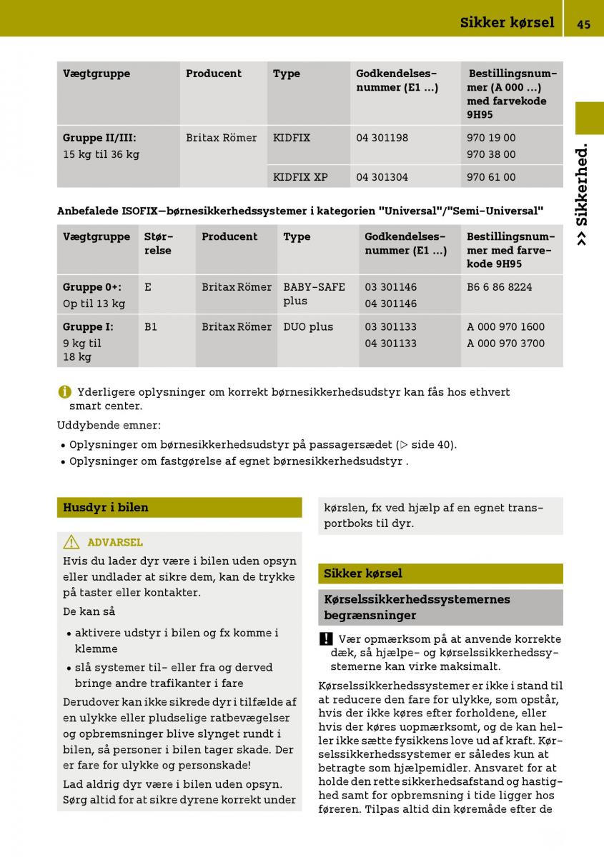 Smart Fortwo III 3 Bilens instruktionsbog / page 47