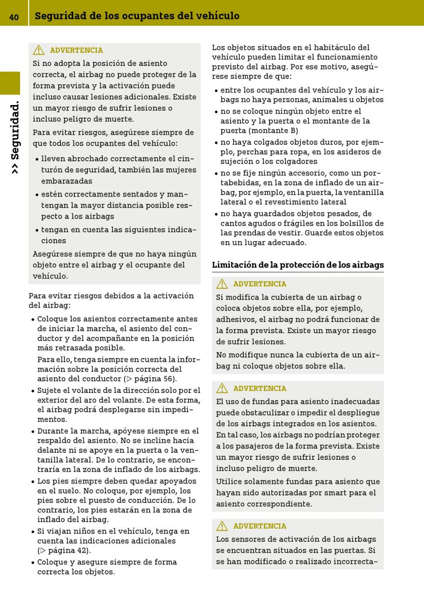 Smart Fortwo III 3 manual del propietario / page 42