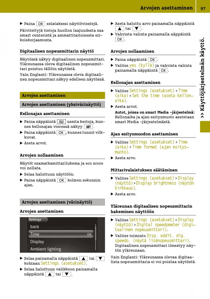 Smart Fortwo III 3 omistajan kasikirja / page 99