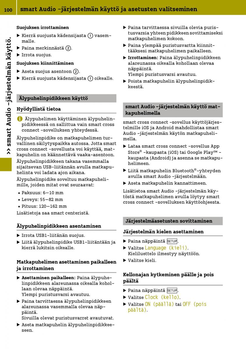 Smart Fortwo III 3 omistajan kasikirja / page 102