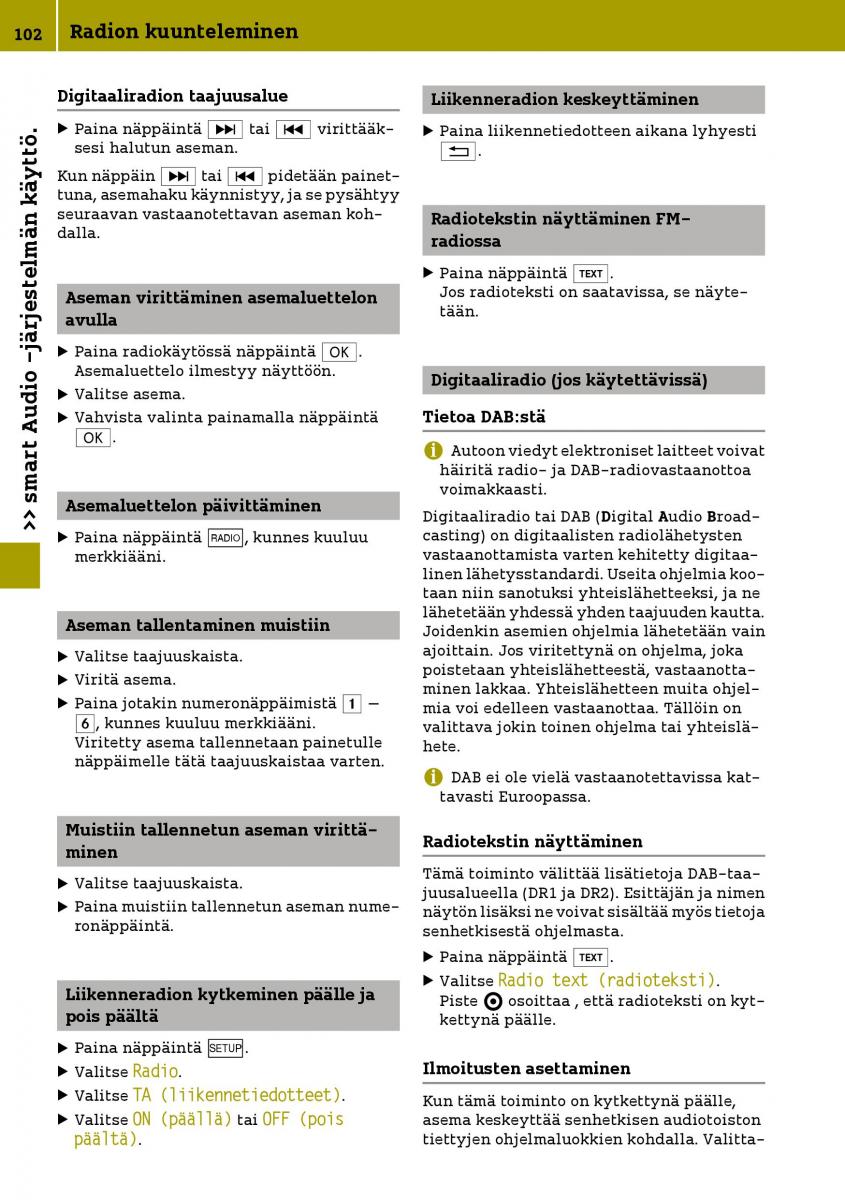 Smart Fortwo III 3 omistajan kasikirja / page 104