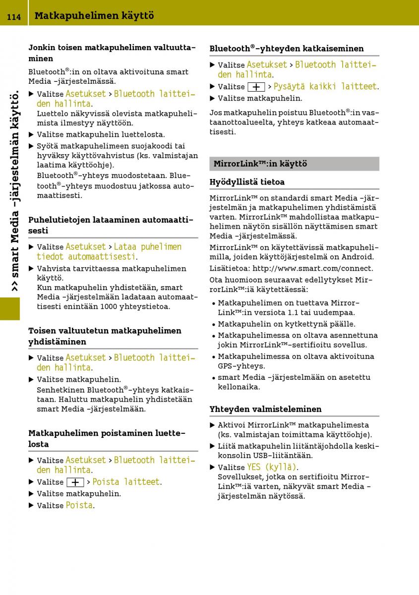 Smart Fortwo III 3 omistajan kasikirja / page 116