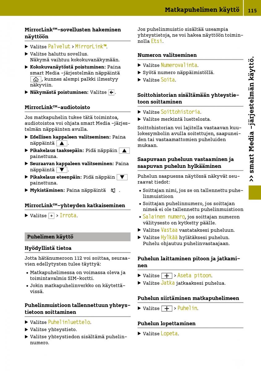 Smart Fortwo III 3 omistajan kasikirja / page 117