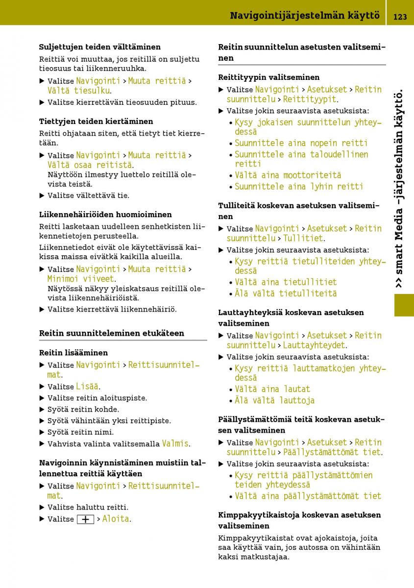 Smart Fortwo III 3 omistajan kasikirja / page 125