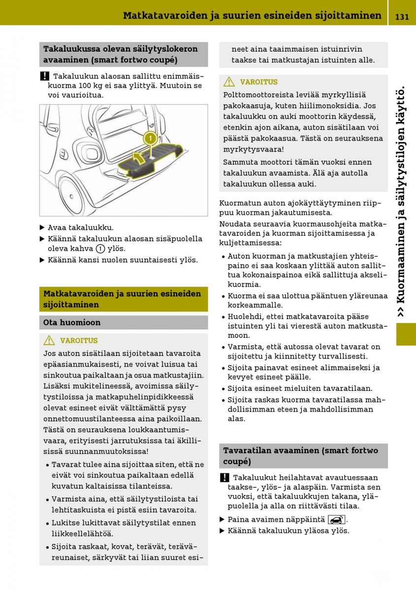 Smart Fortwo III 3 omistajan kasikirja / page 133