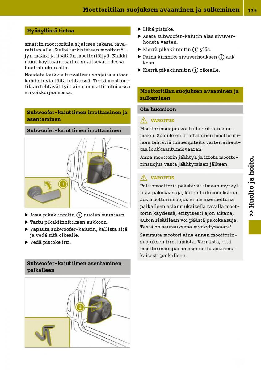 Smart Fortwo III 3 omistajan kasikirja / page 137