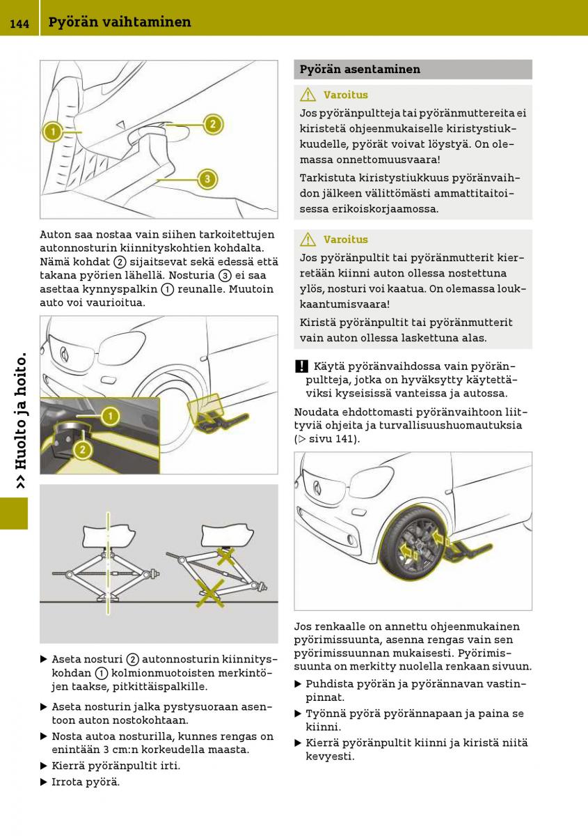 Smart Fortwo III 3 omistajan kasikirja / page 146